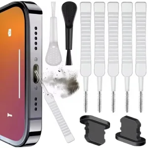 תקע אבק למטען אייפון- מברשת ניקוי ואביזרים