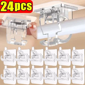 24 יח׳ ווים לתליית וילון ללא קידוח - קליפס חזק