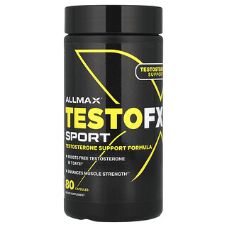 ALLMAX TestoFX Sport - תוסף תמיכה טסטוסטרון 80 כמוסות