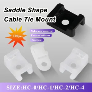 Cable Tie Mounts - מחזיקי כבלים פלסטיק 100 יח'
