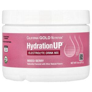 California Gold Nutrition - אבקת שתייה אלקטרוליטים בייצור עצמי בטעם פירות יער
