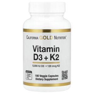 California Gold Vitamin D3 K2 - 180 כמוסות צמחוניות
