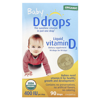 Ddrops Baby - ויטמין D3 אורגני לתינוקות - 90 טיפות