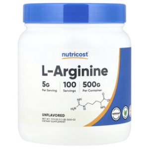 L-Arginine Nutricost 500g - תוסף תזונה ללא טעם לוואי