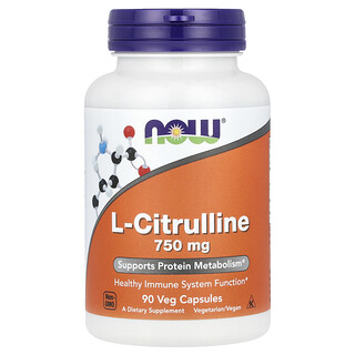 L-Citrulline NOW - 750 מ"ג , 90 כמוסות צמחיות