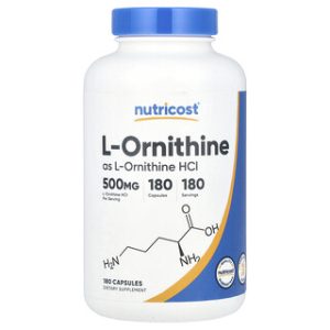 L-Ornithine Nutricost 500 מ"ג - 180 כמוסות - תוסף תזונה
