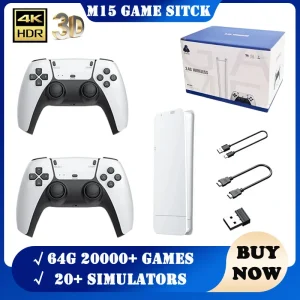 M15 Game Stick Mini - קונסולת משחקים רטרו אלחוטית 64G