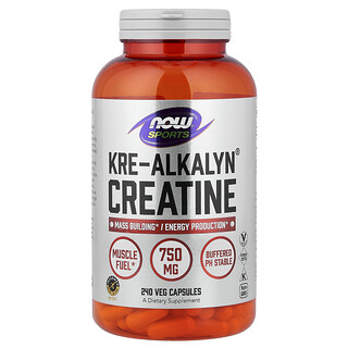 NOW Foods Kre-Alkalyn קריאטין - 240 כמוסות צמחוניות
