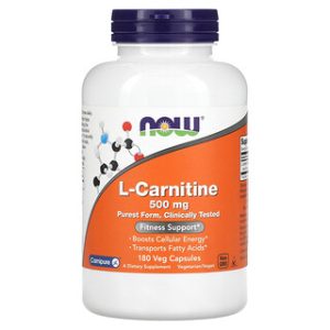 NOW Foods L-Carnitine 500mg - 180 כמוסות טבעוניות