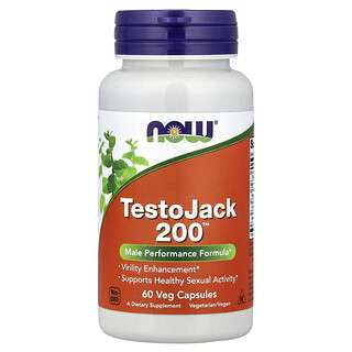 NOW Foods TestoJack 200 - תוסף טסטוסטרון טבעי , 60 כמוסות
