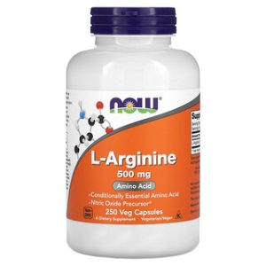 NOW L-Arginine 500 מ"ג - 250 כמוסות צמחוניות