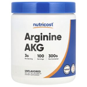 Nutricost Arginine AKG - תוסף ארגינין 300 גרם ללא טעם