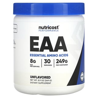 Nutricost EAA ללא טעם - תוסף חלבון 249 גרם לביצועים