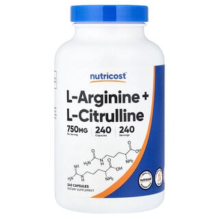 Nutricost L-Arginine + L-Citrulline 240 כמוסות - תוסף תזונה