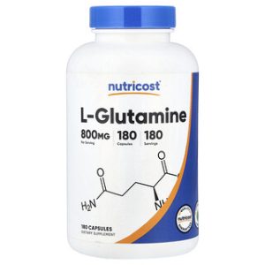 Nutricost L-גלוטמין 800 מ"ג - 180 כמוסות - לשיפור ספורט