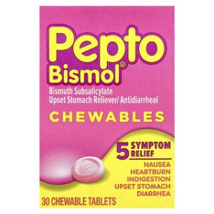 Pepto Bismol לעיס 30 טבליות- הקלה מהירה לבטן