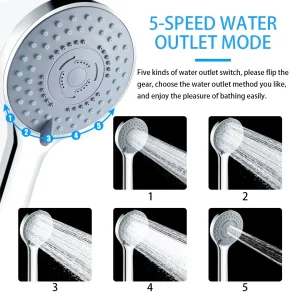 Shower Head, ראש מקלחת חסכוני מים עם 5 מצבים