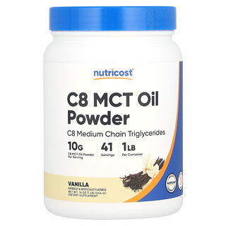 אבקת C8 MCT Nutricost - בטעם וניל , 454 גרם