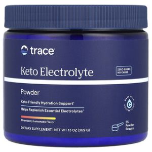 אבקת אלקטרוליטים קטו Trace - בטעם תות לימון 369 גרם