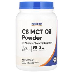 אבקת שמן MCT C8 Nutricost - 907 גרם - ללא טעם