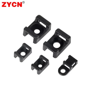 אזיקונים להתקנה , 100 יח' בסיס פלסטיק לניהול כבלים