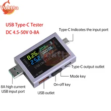 בודק USB Type-C דיגיטלי, מתח, זרם ובדיקת טעינה