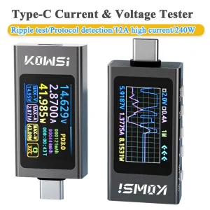 בודק USB Type-C , מד מתח זרם טעינה מהירה KWS-X1