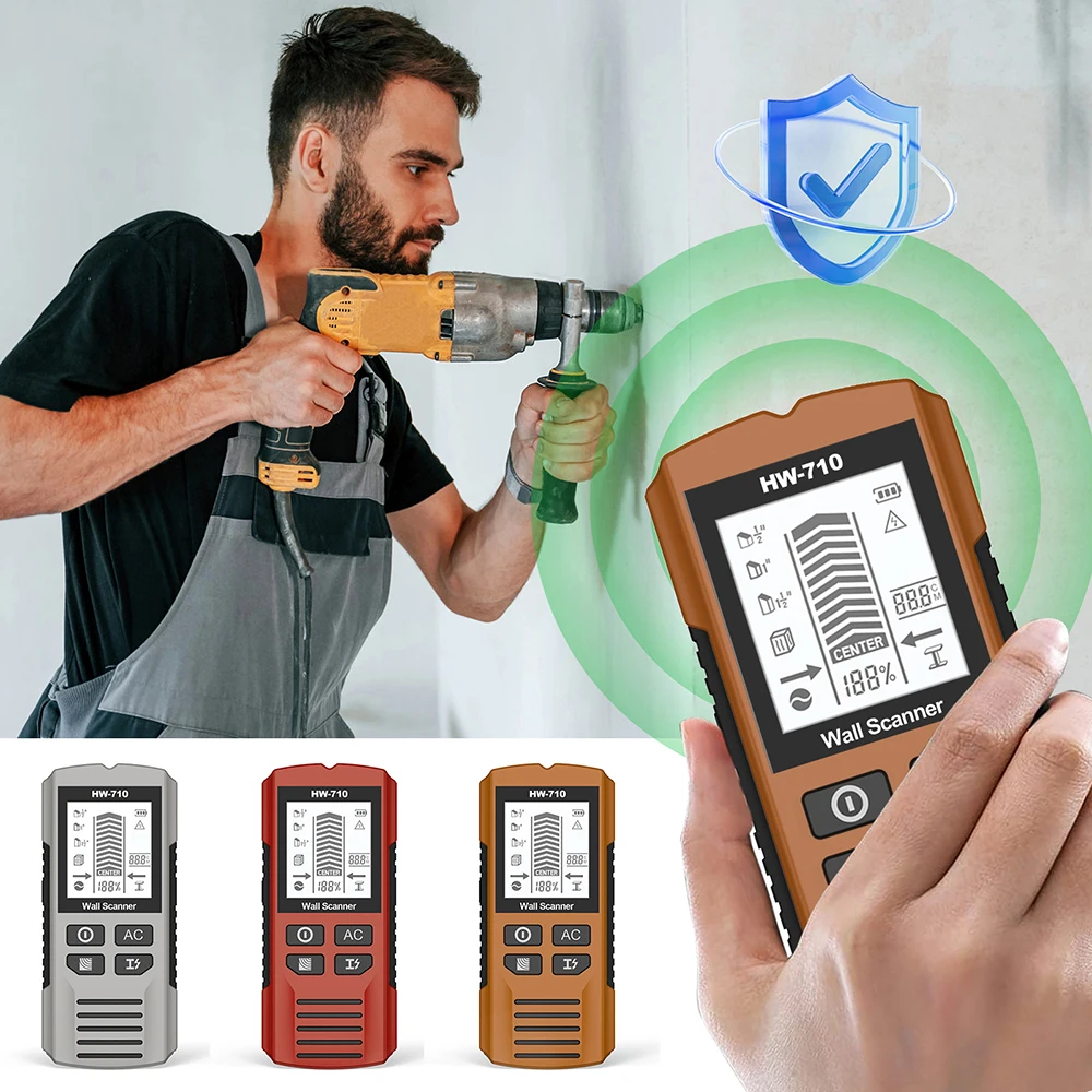 גלאי מתכות W-710 מקצועי לקיר - איתור צנרת ומסמרים