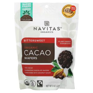 וופלים קקאו אורגניים - Navitas Organics - מריר 227 גרם