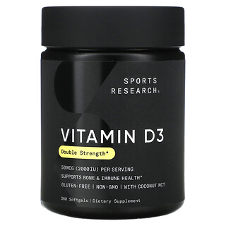 ויטמין D3 2000 IU Sports Research - 360 כמוסות רכות