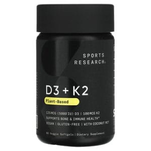 ויטמין D3 K2 טבעוני , 60 כמוסות רכות - Sports Research