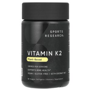 ויטמין K2 צמחי Sports Research - 60 כמוסות - 100 מק"ג