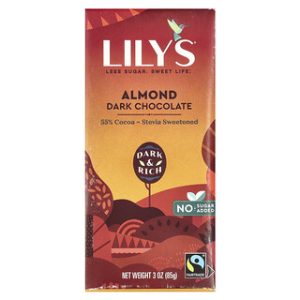 חטיף שוקולד מריר שקדים 55% Lily's Sweets