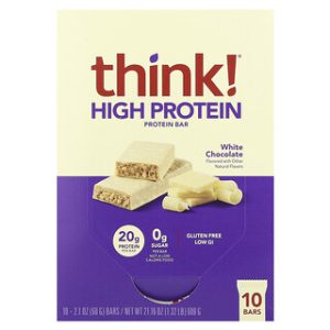 חטיפי חלבון Think ! - בטעם שוקולד לבן - 10 יחידות