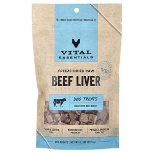 חטיפי כבד בקר מיובשים כלב - Vital Essentials 2.1oz