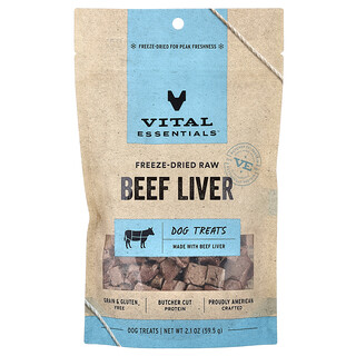 חטיפי כבד בקר מיובשים כלב - Vital Essentials 2.1oz
