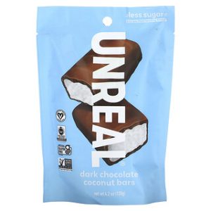 חטיפי קוקוס מריר Unreal 120 גרם - טעים ובריא