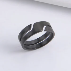 טבעת סקיירים נירוסטה - טבעת גברים נשים שחורה