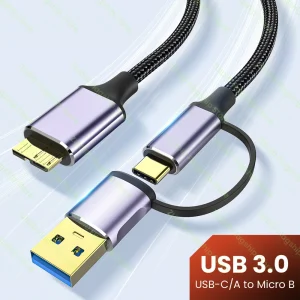כבל USB-A,C ל-Micro-B 3.0, העברת נתונים מהירה