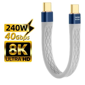 כבל USB-C קצר 240W טעינה מהירה והעברת נתונים