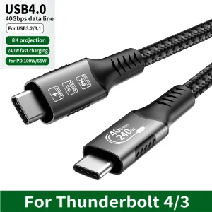 כבל USB4 מהיר 40Gbps - טעינה ונתונים למחשב נייד