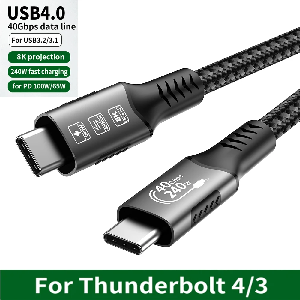כבל USB4 מהיר 40Gbps - טעינה ונתונים למחשב נייד