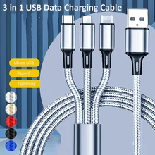 כבל טעינה 3 ב-1 USB - טעינה מהירה לאייפון וסמסונג