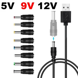 כבל טעינה USB ל-DC 5V,9V,12V - לראוטר, רמקול ועוד