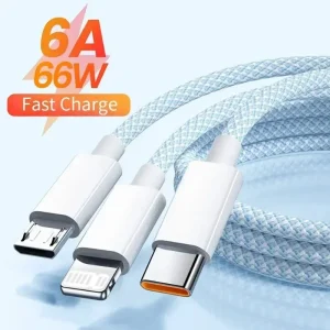 כבל טעינה מהיר 66W - USB Type C ל- iPhone, אנדרואיד
