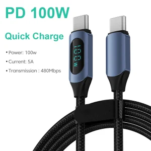 כבל טעינה מהיר Type-C ל-Type-C לאייפון 15,16 - 100W