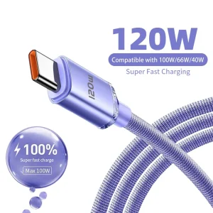 כבל טעינה מהיר USB-C 120W - Samsung, Xiaomi, Huawei