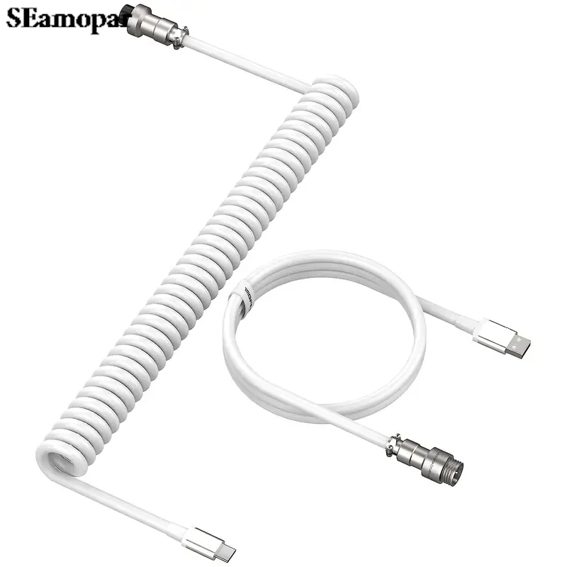 כבל מקלדת מכני Coiled Type C-USB-A לגיימינג