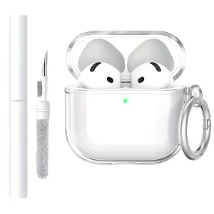 כיסוי AirPods Pro שקוף עם מברשת - מגן אוזניות