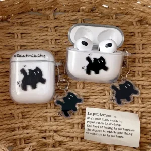 כיסוי אוזניות AirPods חתול שחור- TPU שקוף